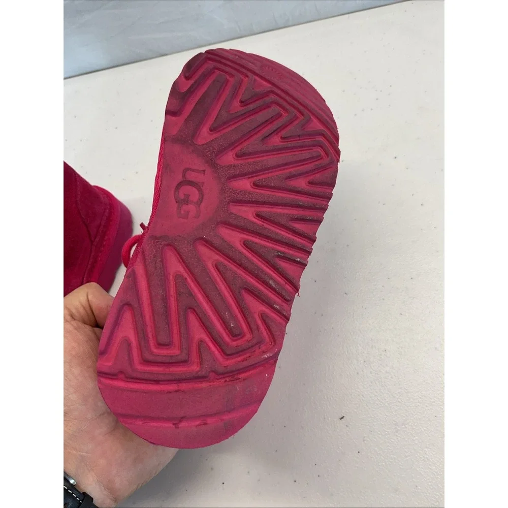 Ugg Australia Kids Hot‎ Pink Neumel II Lace Up  Boots Shoes Sz 13 Girls Logo